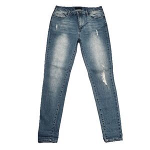 Ci Sono Skinny Jeans 11/30 Blue Distressed Stretch Denim Juniors Measure 30 x 28